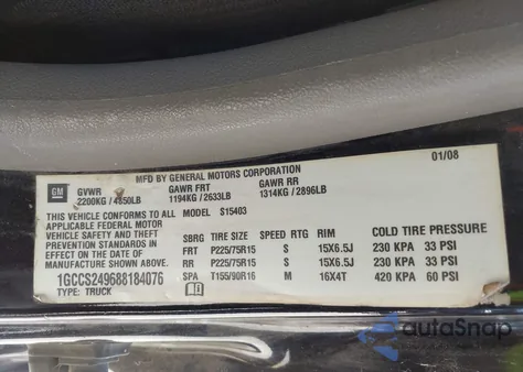 2008 Chevrolet Colorado Ls z USA, uszkodzony, nr VIN 1GCCS249688184076